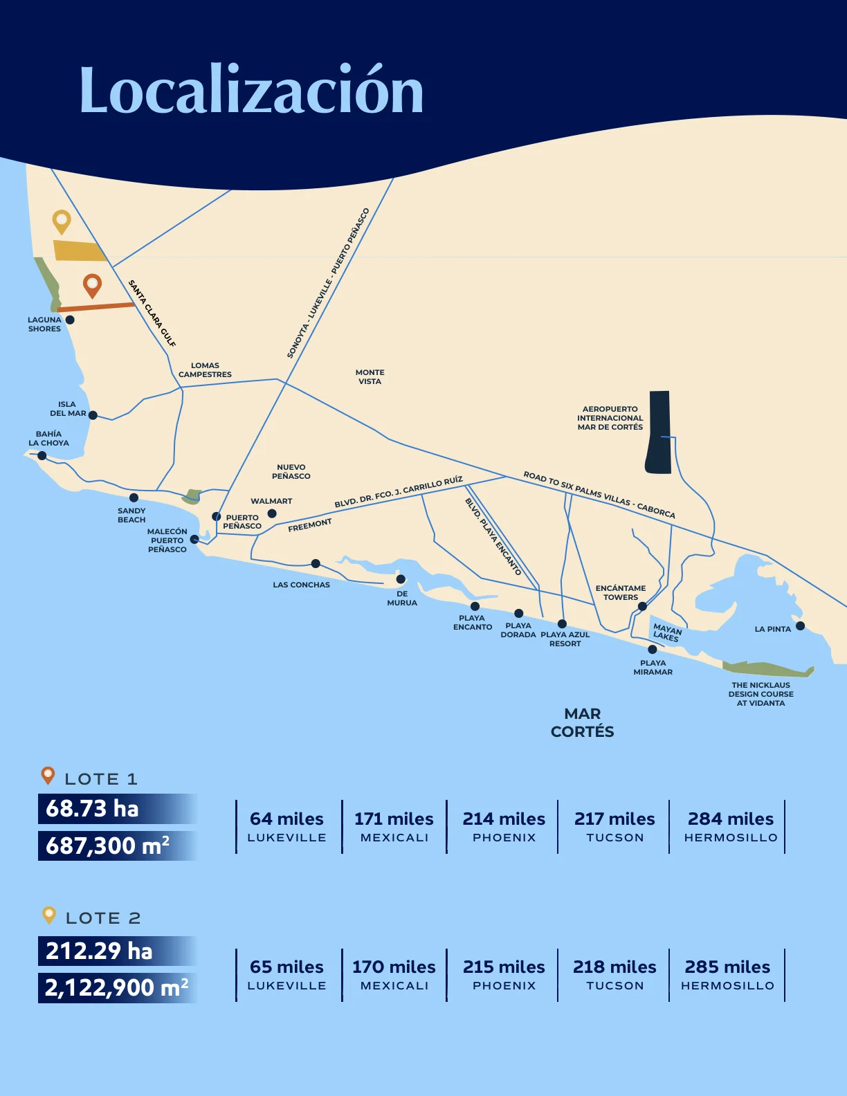 Mapa de localización de los dos lotes